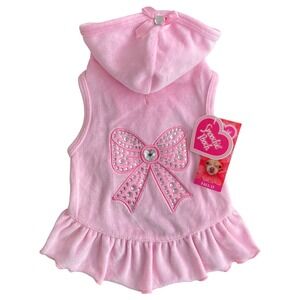 NEW Smoochie Pooch Velour Hoodie Dog Dress Pink Size S